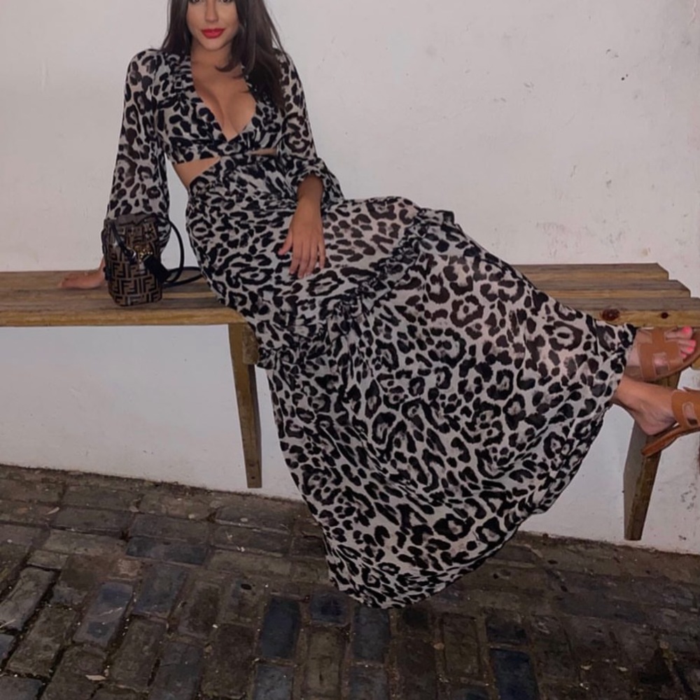 Leopard Print Cut-Out Maxi